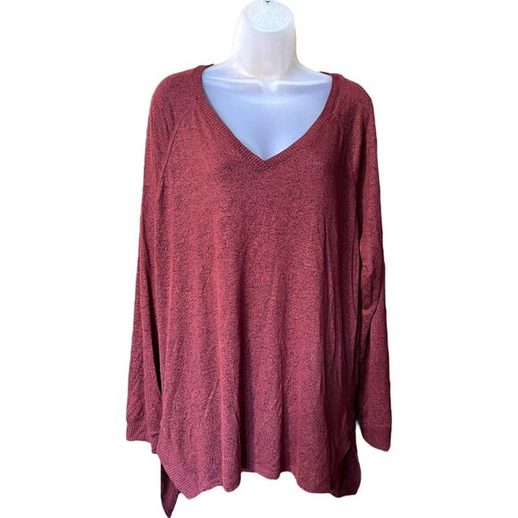 Maurices Haven Cozy Knit V-Neck Burgundy Pullover Top Sz XL Long Sleeves - Picture 6 of 9